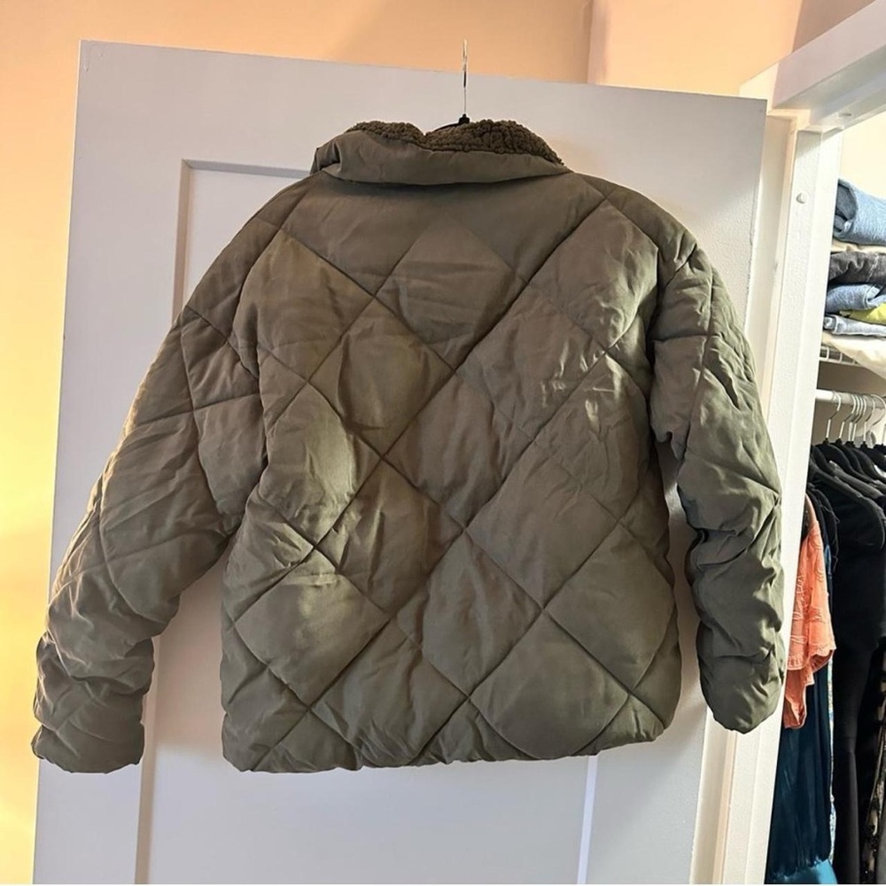 Olive green Puffer Coat down jacket - Picture 2 of 8